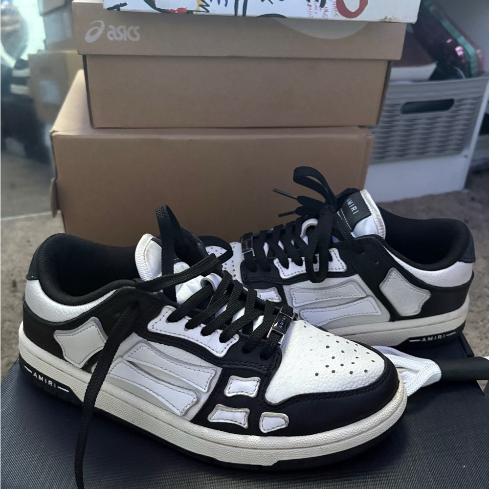 AMIRI Black and White Leather Sneakers
